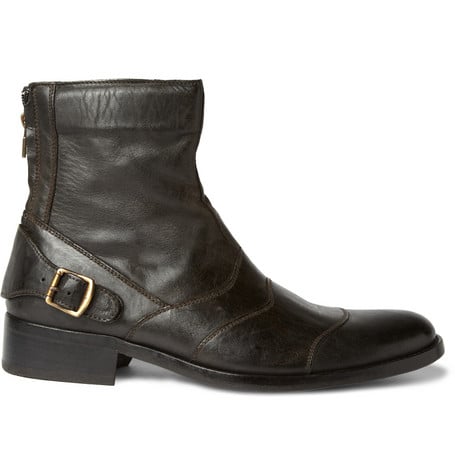 Distressed Leather Boots by Belstaff