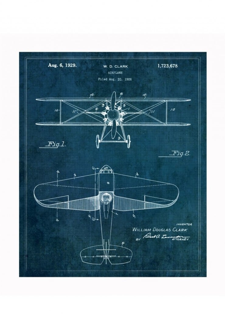 airplane blueprints 740x1081 Vintage Patent Application Posters