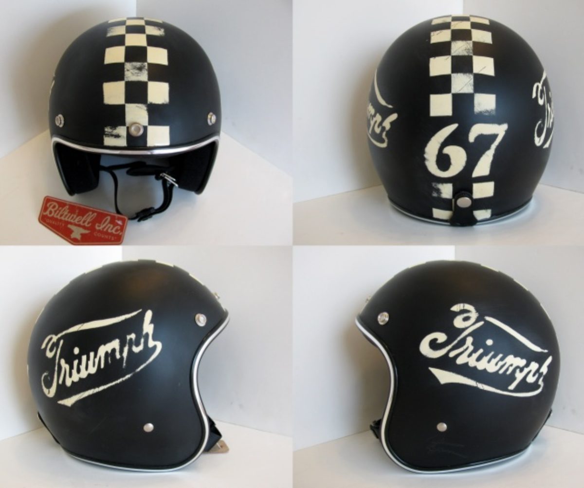 distressed motorcycle helmet