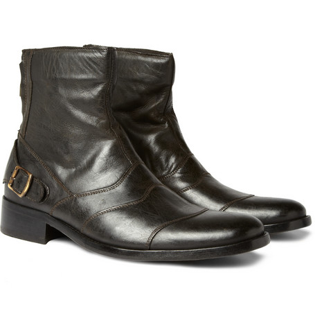 Distressed Leather Boots by Belstaff