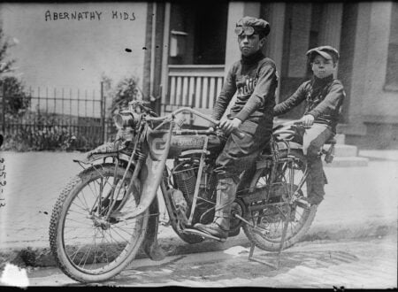 Abernathy Kids on their Indian Abernathy Kids on Motorcycle 450x330 - Abernathy Kids on their Indian