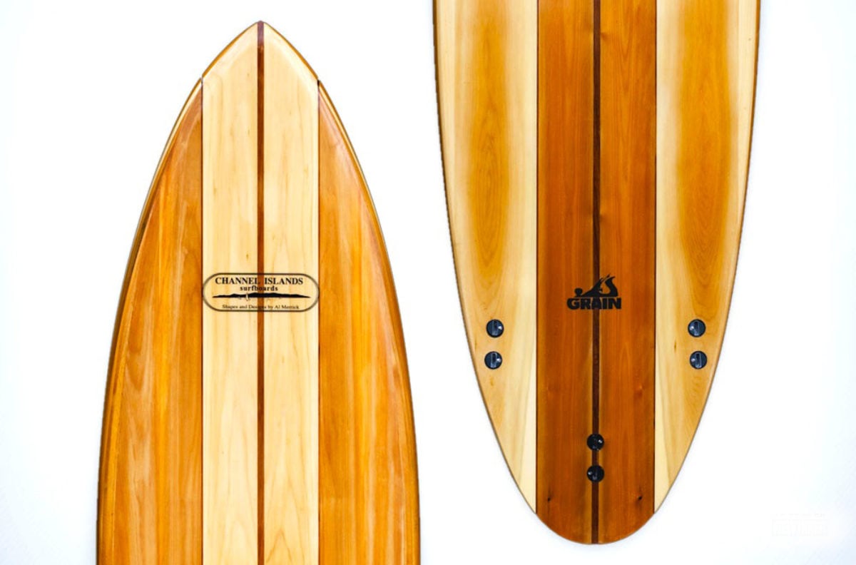 wood grain surfboard