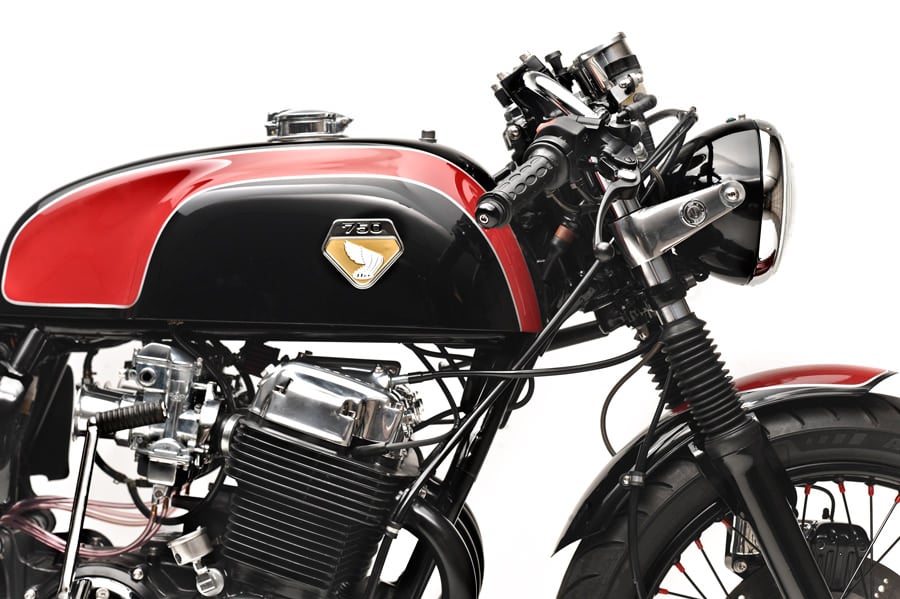 Stunning Red-on-Black Honda CB750 Cafe Racer