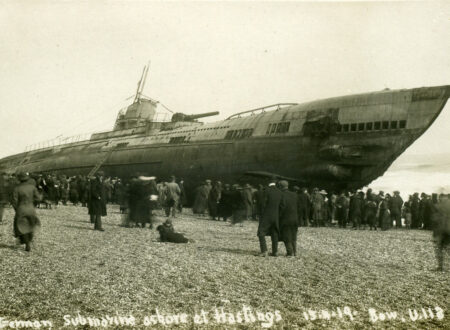 The Beaching of Submarine SM U-118 Sussex Hastings German Submarine U Boat U118 in 1919 1280pix 450x330 - The Beaching of Submarine SM U-118