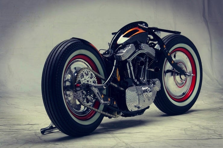 harley davidson custom motorbike rear side