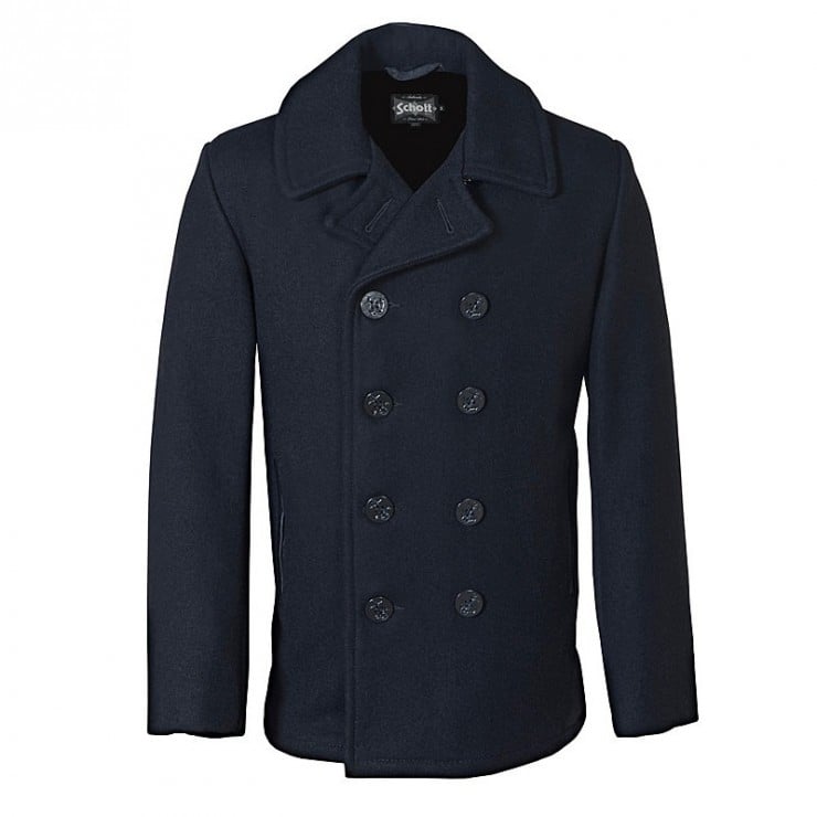 Slim Fitting Wool Peacoat by Schott