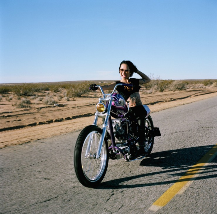 woman on motorcycle