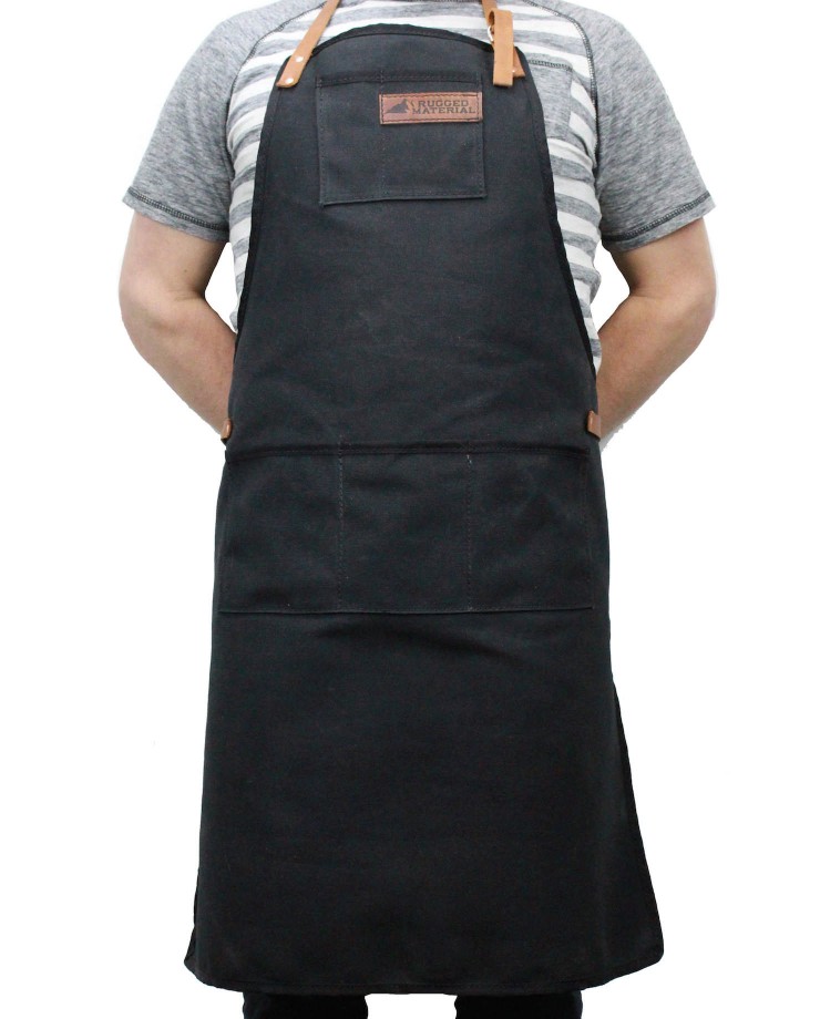 RuggedMaterial_WaxedCanvas_leather_shop_apron_black_empty