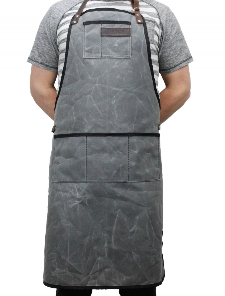 RuggedMaterial_WaxedCanvas_leather_shop_apron_charcoal_empty