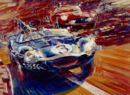 Automotive Art by Andrew McGeachy Jaguar D Type Le Mans 450x330 - Automotive Art by Andrew McGeachy