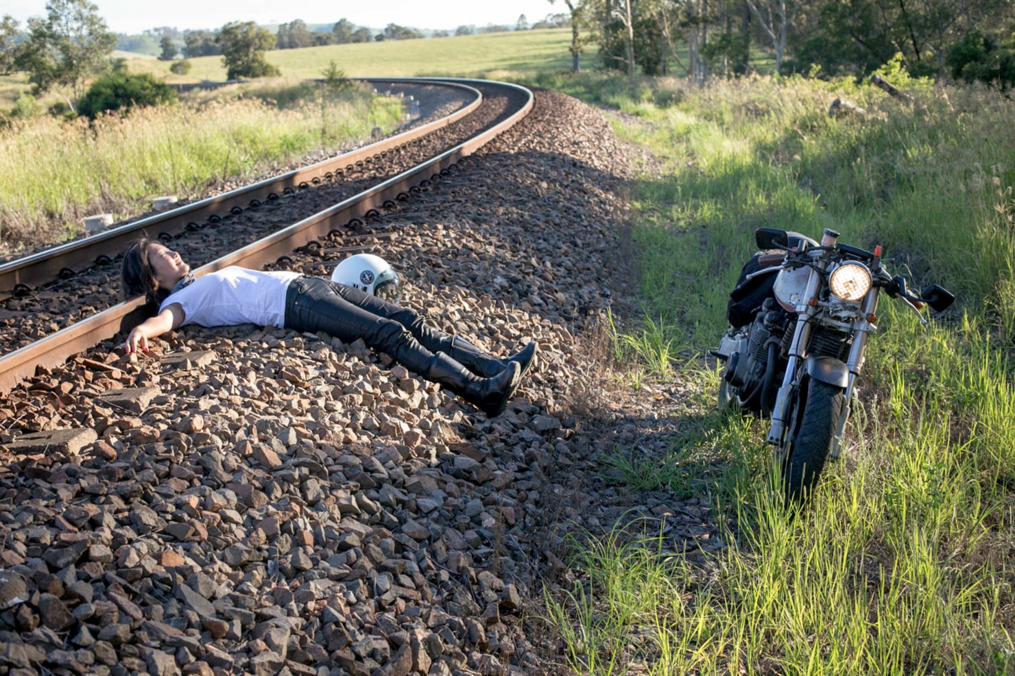 Woman Railway Tracks