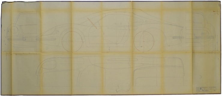 Dino Ferrari 206 GT Pininfarina studio blueprint