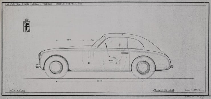 Maserati A6 Pininfarina studio blueprint