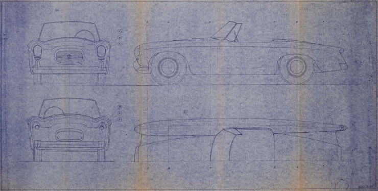 Nash Healey Pininfarina studio blueprint