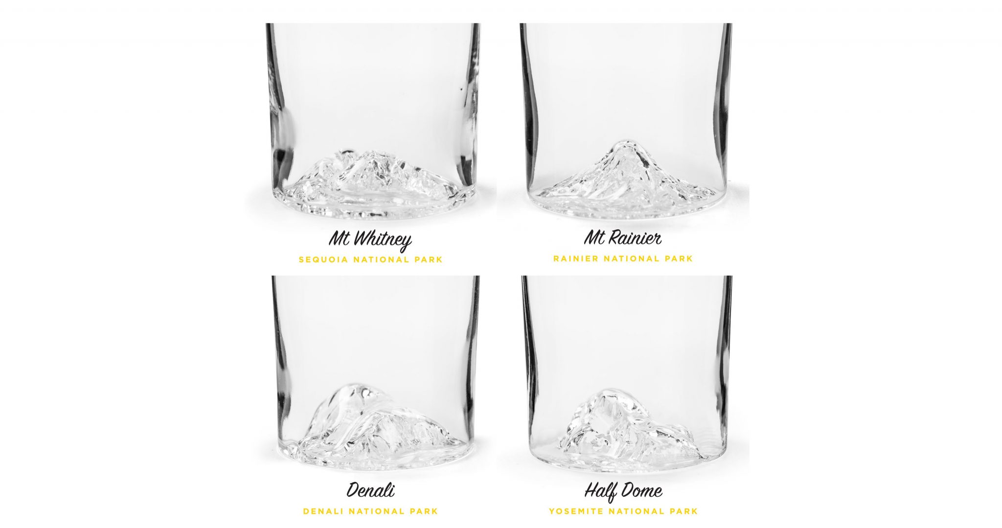 Whiskey Peaks American Mountains - Set of 4 Whiskey Glasses