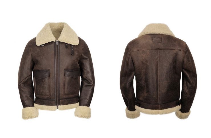 Helstons Bombardier Thunder Brown Sheepskin Jacket Front And Back