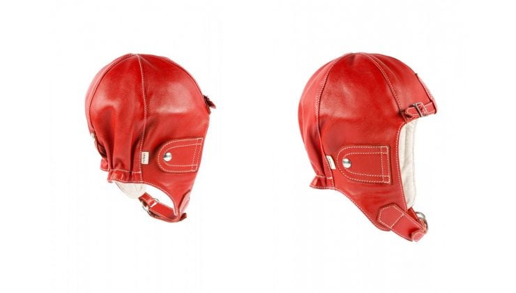 Chapal Leather Driver's Helmet Red