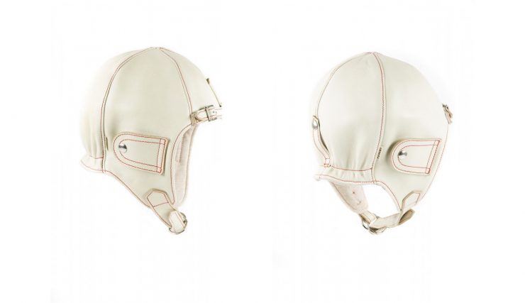 Chapal Leather Driver's Helmet White