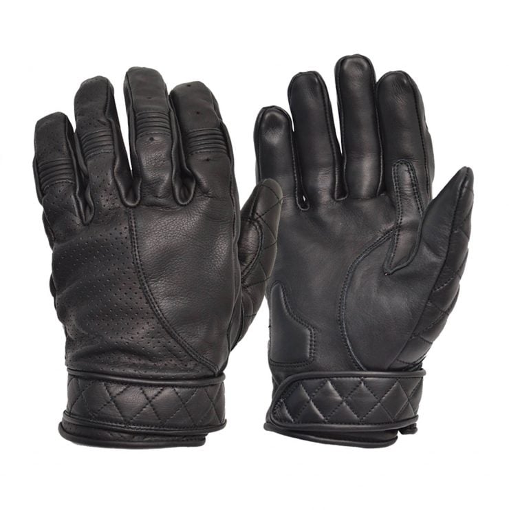 Goldtop Short Bobber Motorcycle Gloves Black