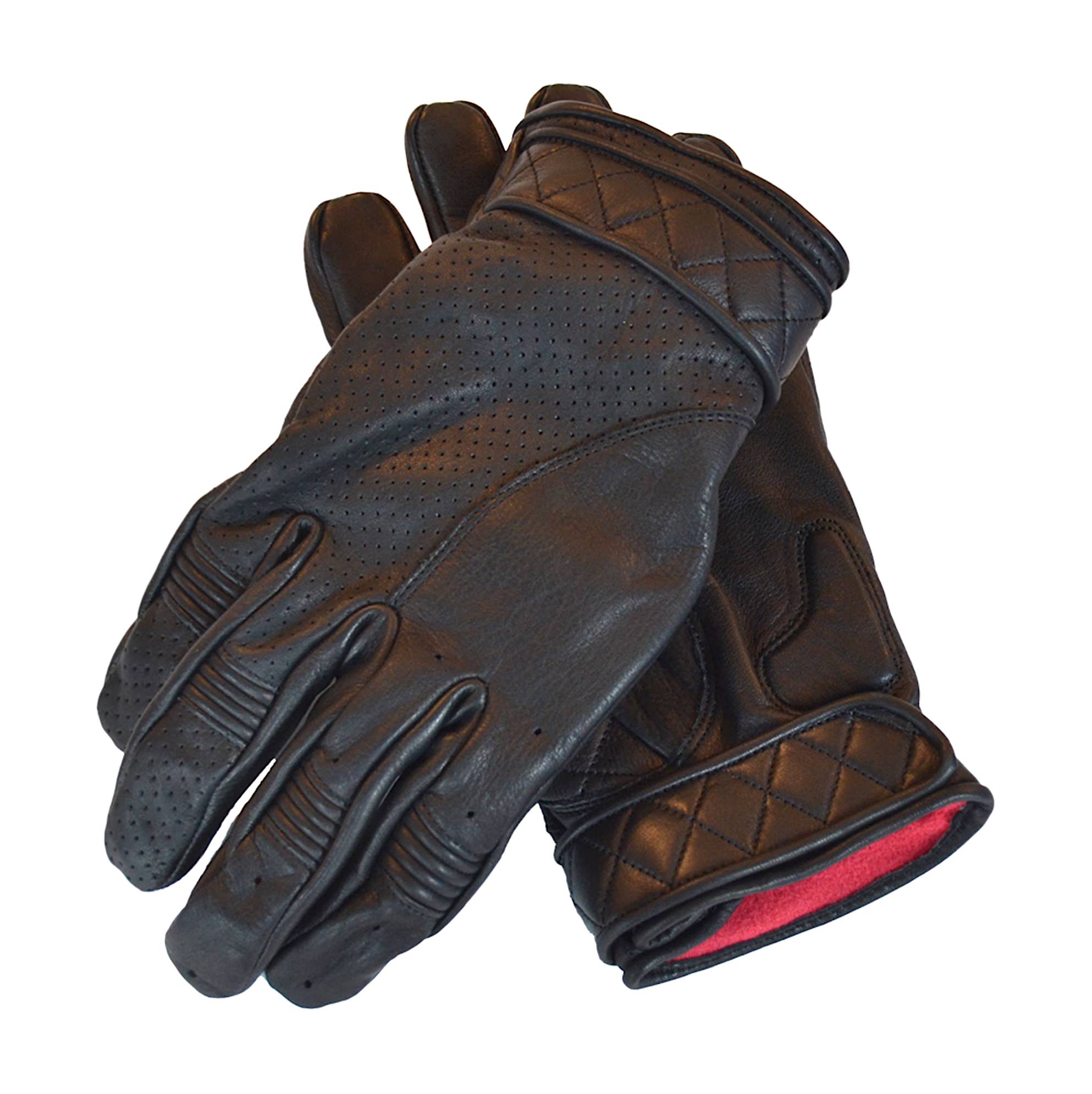 Goldtop Mens Purple Oxblood Leather Short Bobber Cruiser Style Motorcycle Gloves