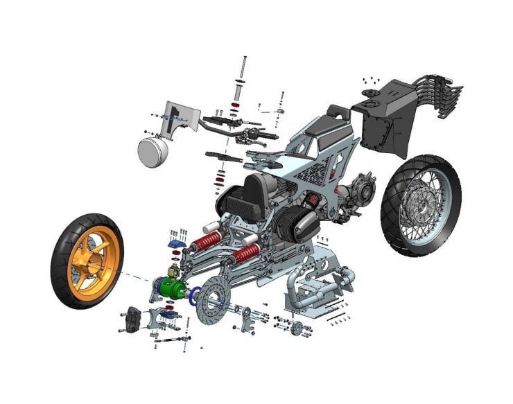 Watkins M001 Custom BMW R1150 RT Motorcycle Exploded View