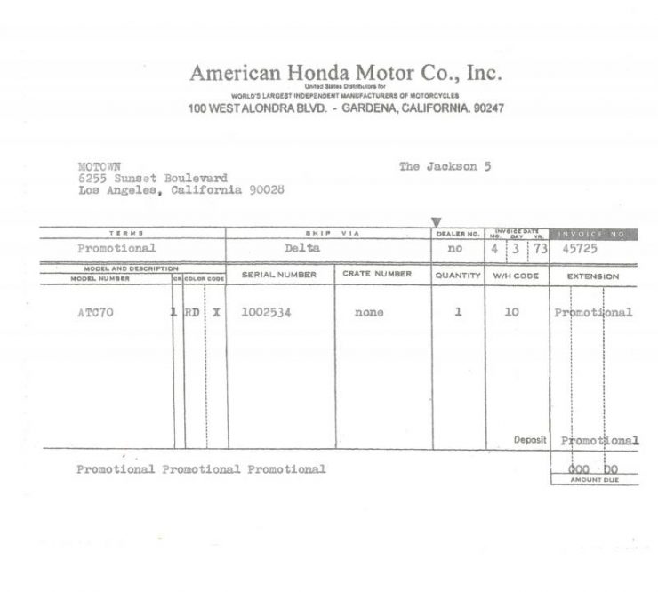 Jackson 5 Invoice