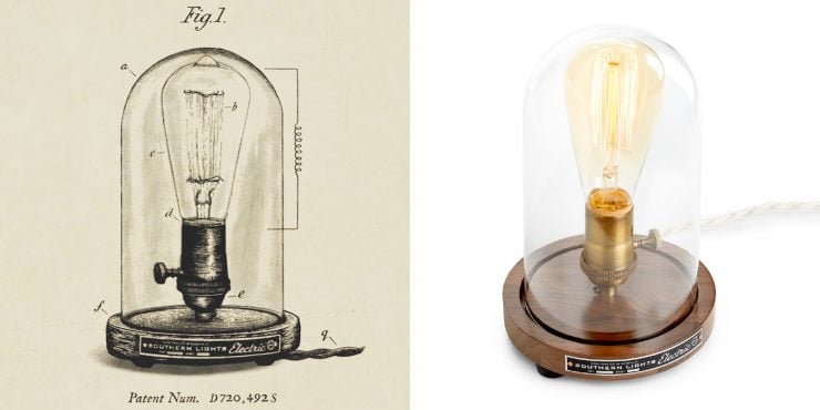 Southern Lights Electric Original Bell Jar Table Lamp Patent Drawing