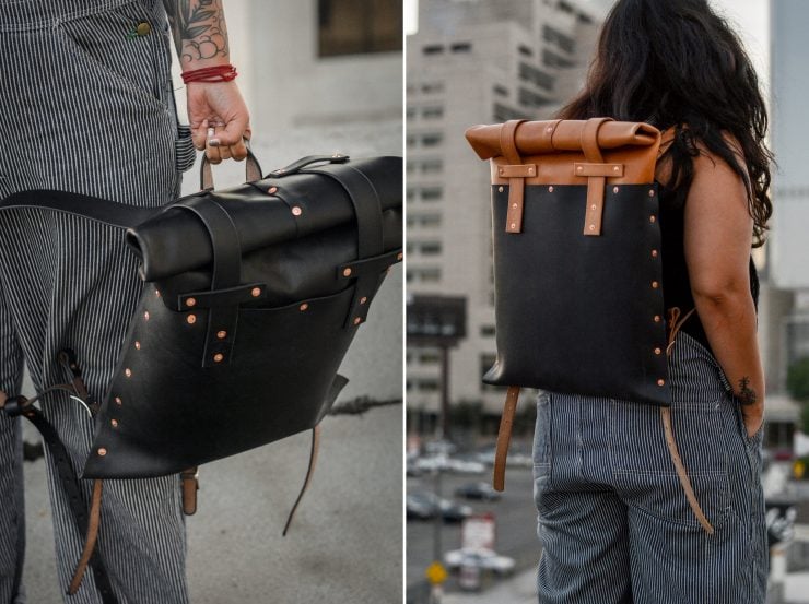Small Batch Supply Co. Leather Roll Top Backpack 2