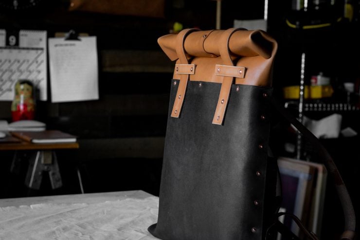 Small Batch Supply Co. Leather Roll Top Backpack 4