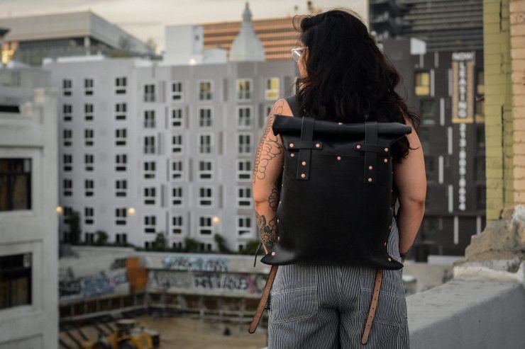 Small Batch Supply Co. Leather Roll Top Backpack