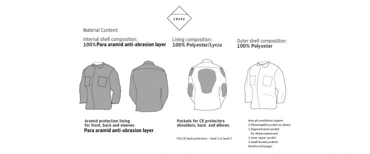 Crave Kevlar Motorcycle Shirt Details