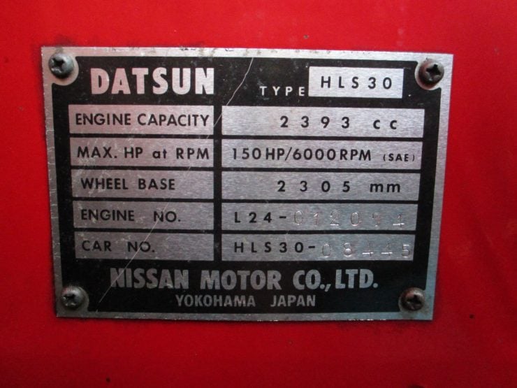 Datsun 240Z VIN Plate