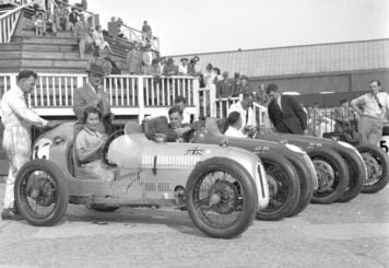 The Austin 7 works team at Brooklands in 1937