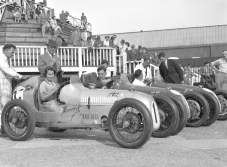 The Austin 7 works team at Brooklands in 1937