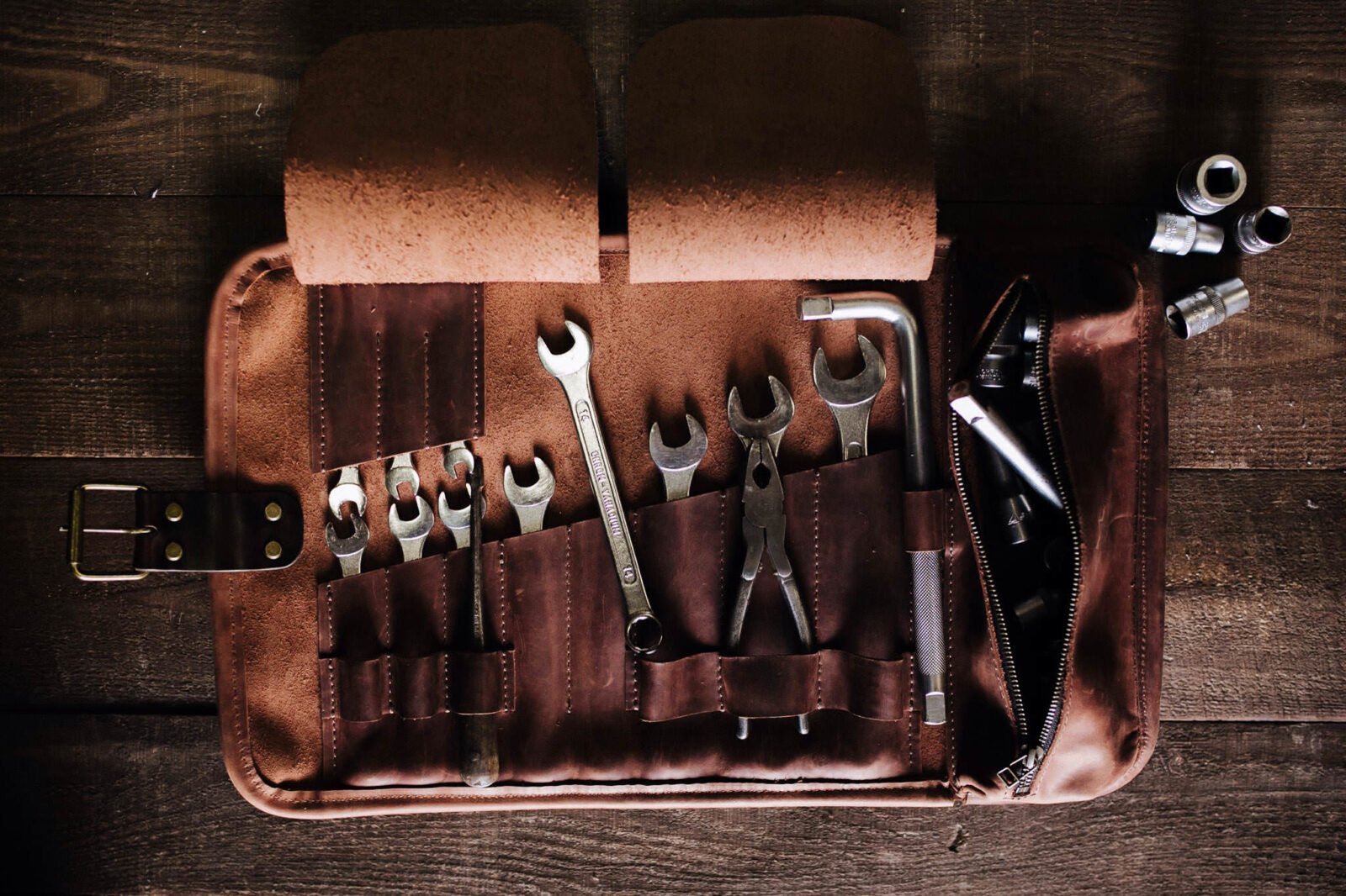 Leather Tool Roll by Kruk Garage - Handmade In Europe