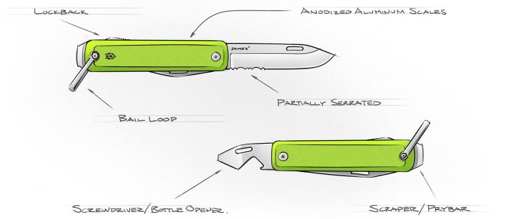 The James Brand Ellis Folding Knife Sketch