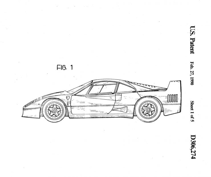 Ferrari F40 Patent Drawing 1