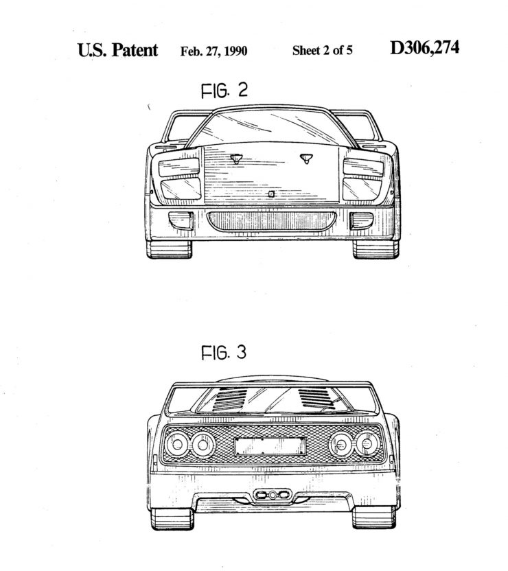 Ferrari F40 Patent Drawing 2 - 3