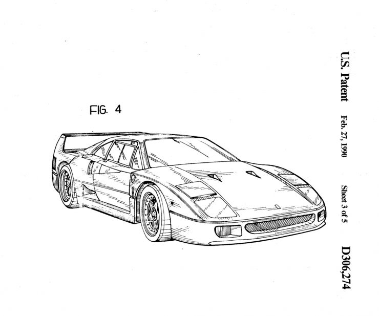 Ferrari F40 Patent Drawing 4