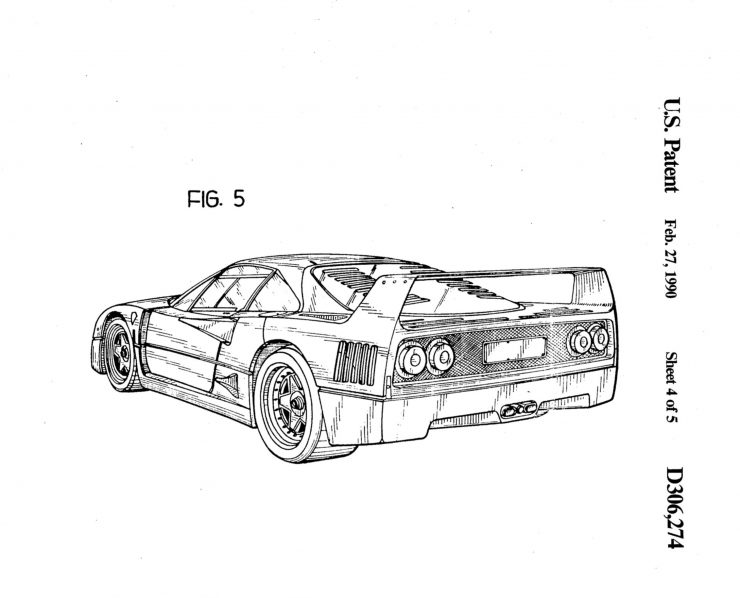 Ferrari F40 Patent Drawing 5