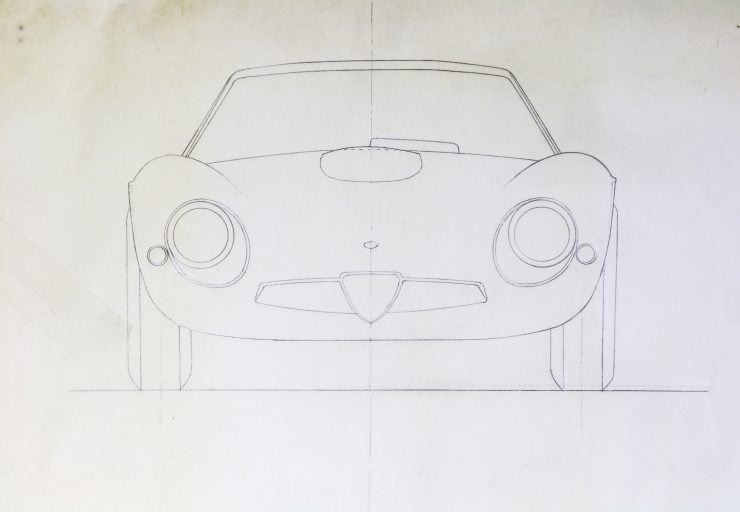 Blueprints of the Alfa Romeo Giulia Tubolare Zagato Front