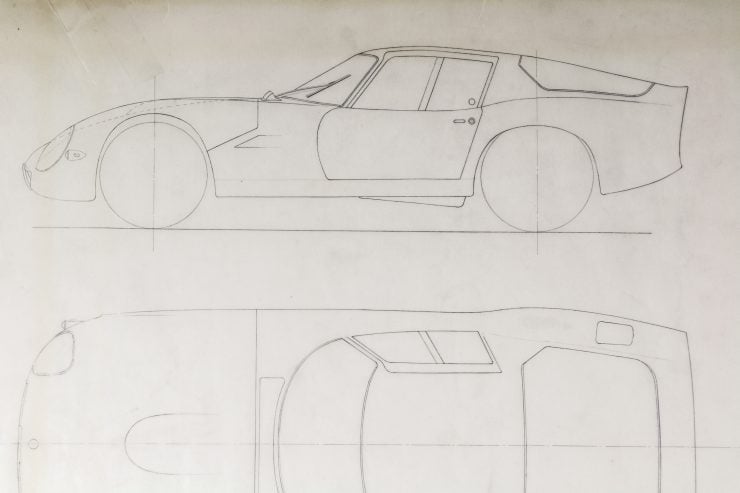 Blueprints of the Alfa Romeo Giulia Tubolare Zagato Side