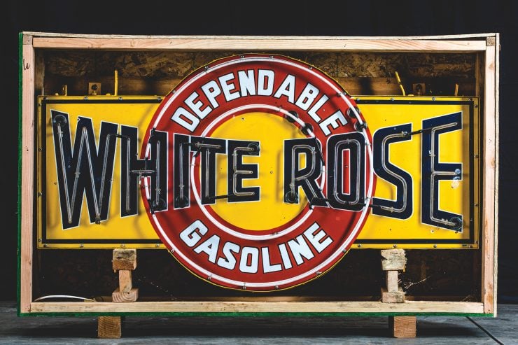 White Rose Dependable Gasoline Neon Sign Turned Off