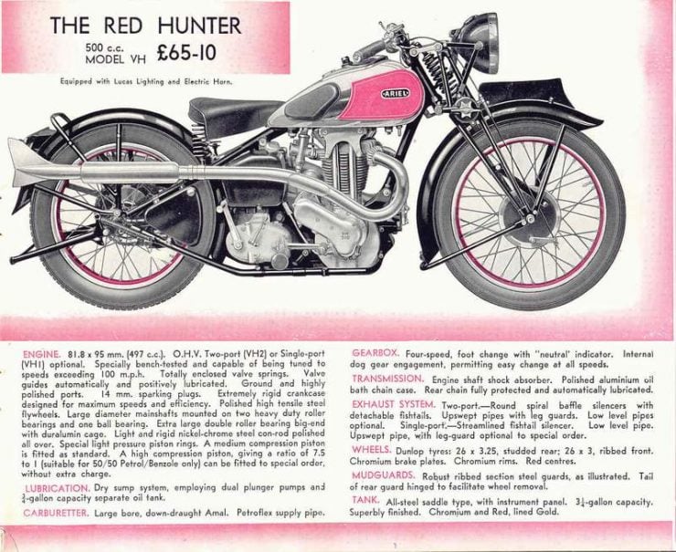 Ariel Red Hunter motorcycle advertisement