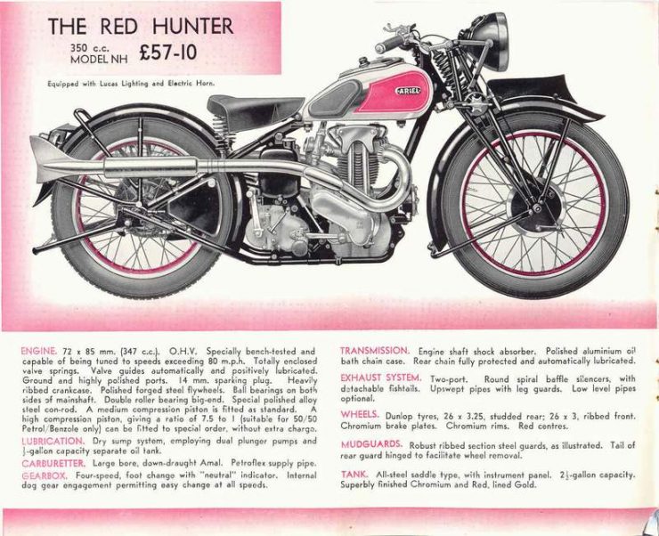 Ariel Red Hunter motorcycle advertisement