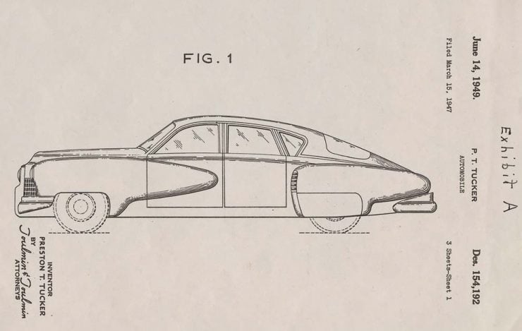 A Tucker '48 Sedan design patent illustration