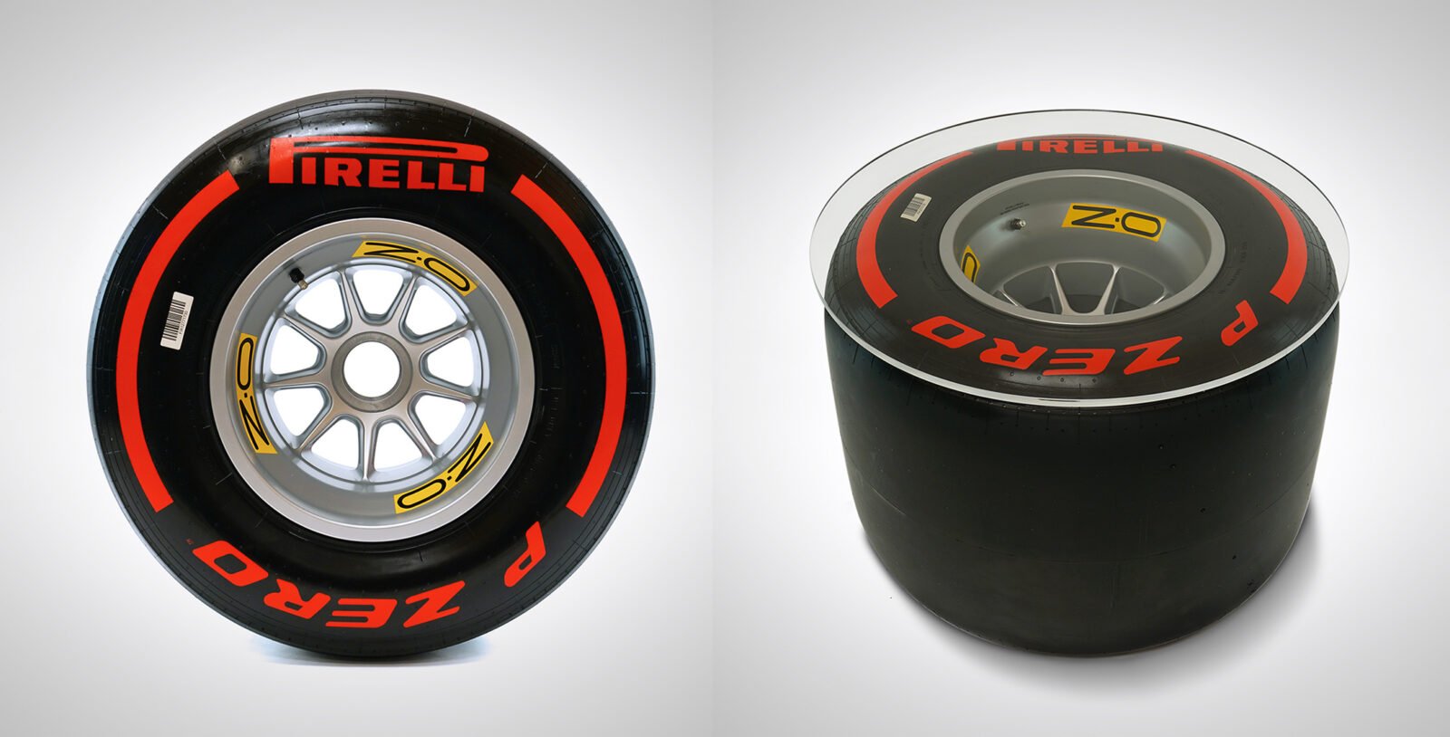 Formula 1 Wheel and Pirelli Tire Coffee Table Side 1