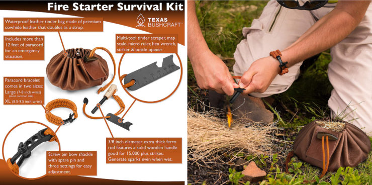 Texas Bushcraft Fire Starter Survival Kit Details