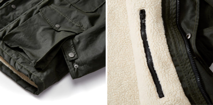 Flint and Tinder Sherpa-Lined Waxed Ridge Parka Details 2