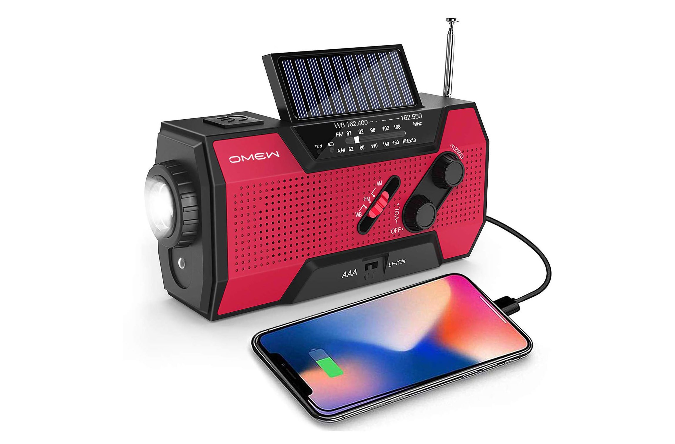 Survival Solar Hand Crank Phone Charger + Emergency NOAA Weather Radio